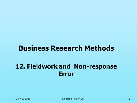 Business Research Methods