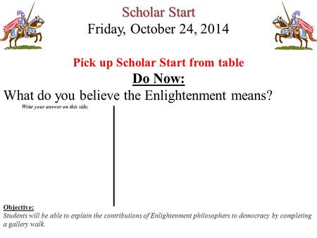 Scholar Start Friday, October 24, 2014