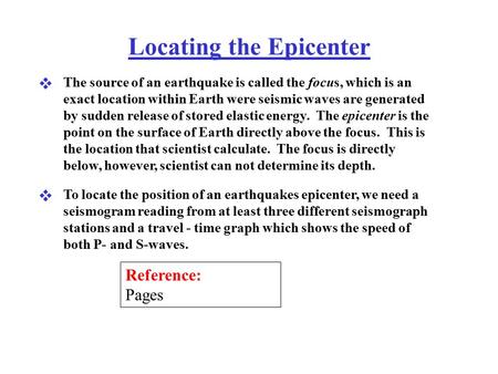 Locating the Epicenter