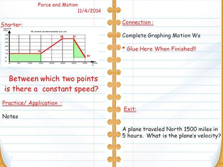 Between which two points is there a constant speed?