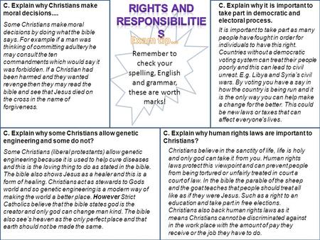 Rights and responsibilities Exam tip…