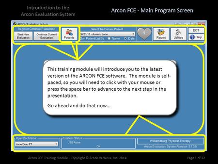 Arcon FCE - Main Program Screen