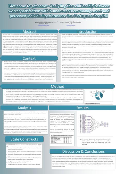 The purpose of this study is to investigate the association between the satisfaction with HRM practices in an organization and the workers' perceived performance.