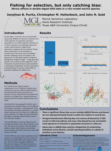 Jonathan B. Puritz, Christopher M. Hollenbeck, and John R. Gold Fishing for selection, but only catching bias: library effects in double-digest RAD data.