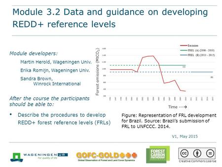 Module 3.2 Data and guidance on developing REDD+ reference levels REDD+ training materials by GOFC-GOLD, Wageningen University, World Bank FCPF 1 Module.