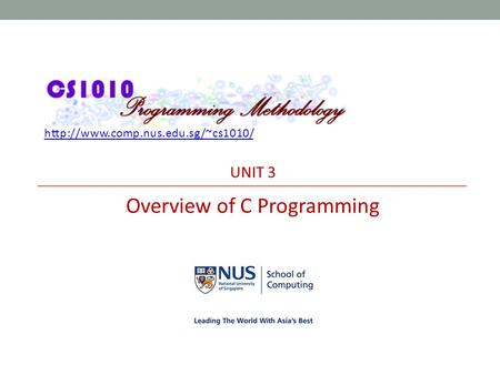 UNIT 3 Overview of C Programming.