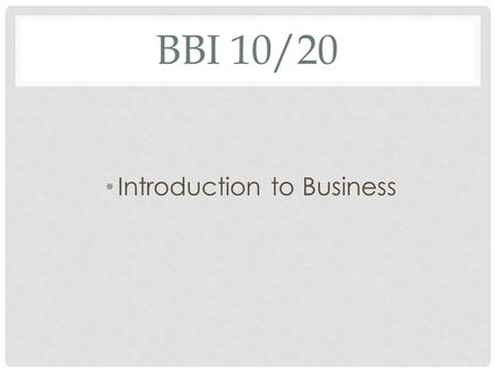 Introduction to Business