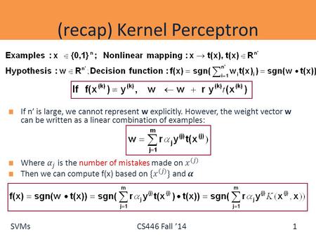 (recap) Kernel Perceptron