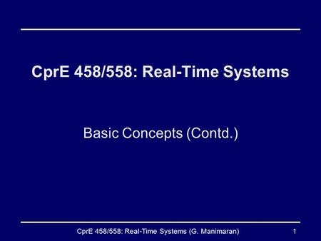 CprE 458/558: Real-Time Systems