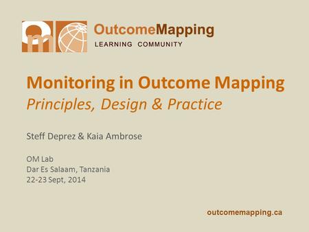 Monitoring in Outcome Mapping Principles, Design & Practice