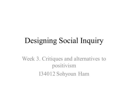 Designing Social Inquiry