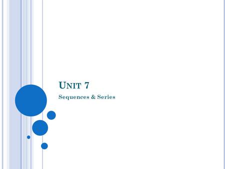 Unit 7 Sequences & Series.