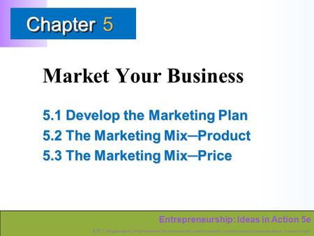 Entrepreneurship: Ideas in Action 5e © 2011 Cengage Learning. All rights reserved. May not be scanned, copied or duplicated, or posted to a publicly accessible.