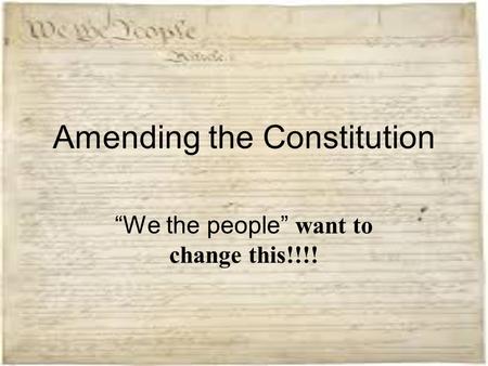 Amending the Constitution