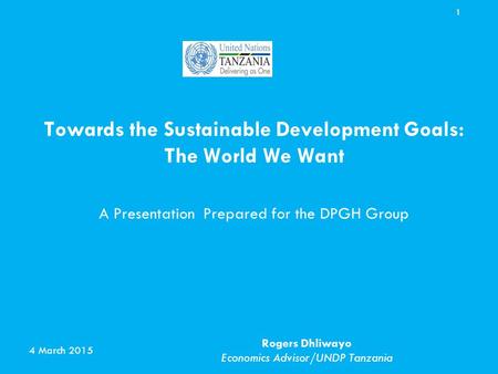 Towards the Sustainable Development Goals: