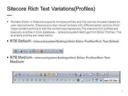 Sitecore Rich Text Variations(Profiles)