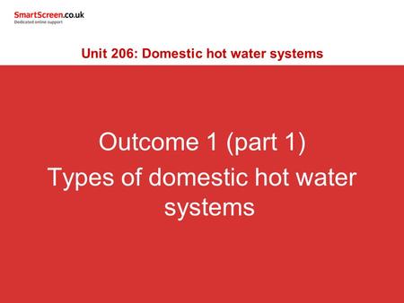 Unit 206: Domestic hot water systems