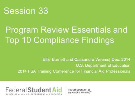 Program Review Essentials and Top 10 Compliance Findings