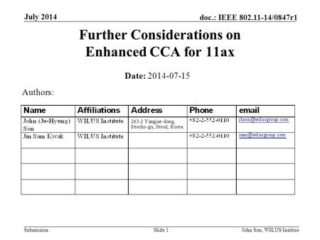 Further Considerations on Enhanced CCA for 11ax