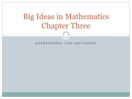 Big Ideas in Mathematics Chapter Three