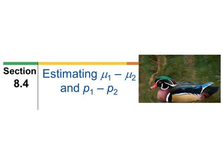 Section 8.4 Estimating 1 – 2 and p1 – p2.