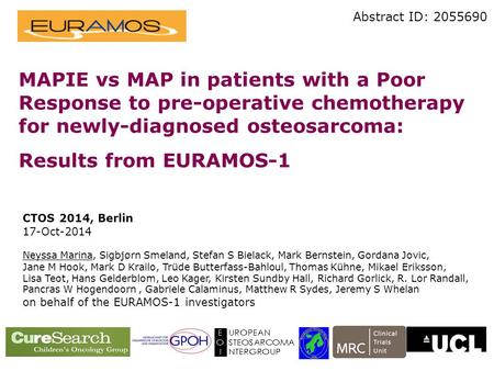 Abstract ID: 2055690 MAPIE vs MAP in patients with a Poor Response to pre-operative chemotherapy for newly-diagnosed osteosarcoma: Results from EURAMOS-1.