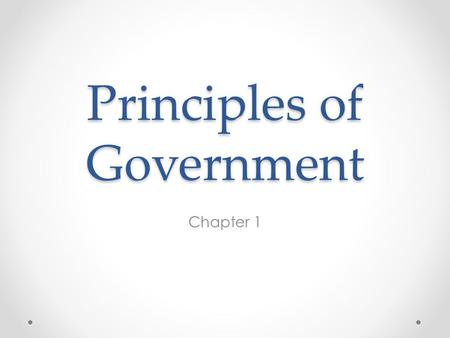 Principles of Government