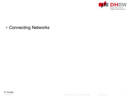 © 2008 Cisco Systems, Inc. All rights reserved.Cisco ConfidentialPresentation_ID 1 W. Schulte Chapter 5: Network Address Translation for IPv4  Connecting.