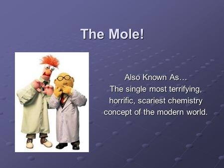 The Mole! Also Known As… The single most terrifying, horrific, scariest chemistry concept of the modern world.