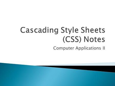 Computer Applications II.  A Style Sheet is a web page development tool that allows the developer to make global changes to a web page (or web site)