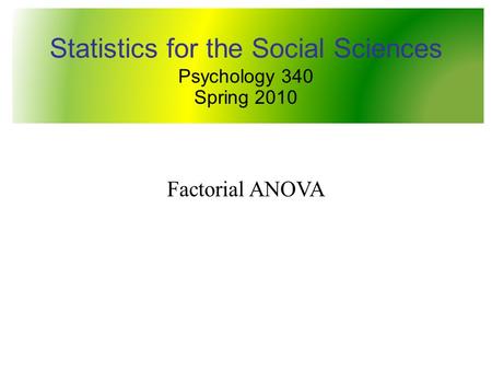 Statistics for the Social Sciences