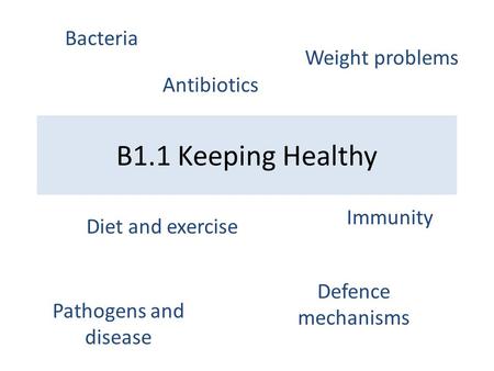 B1.1 Keeping Healthy Bacteria Weight problems Antibiotics Immunity