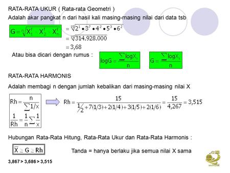 RATA-RATA UKUR ( Rata-rata Geometri )