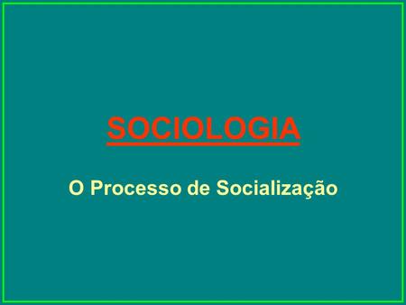 O Processo de Socialização