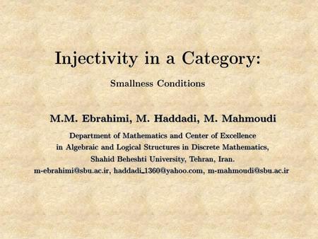 Abstract Some of the so called smallness conditions in algebra as well as in Category Theory, important and interesting for their own and also tightly.