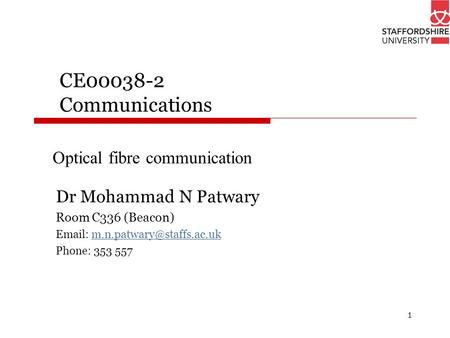 Optical fibre communication