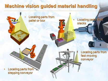 Machine vision guided material handling Locating parts from pallet or box Locating parts from stacksLocating parts from stacks Locating parts from stepping.