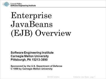 SEI/CBS Initiative Software Engineering Institute Carnegie Mellon University Pittsburgh, PA 15213-3890 Sponsored by the U.S. Department of Defense © 1999.