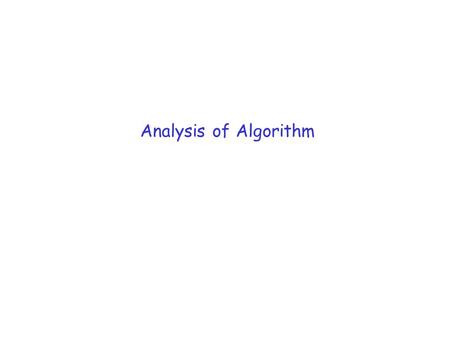 Analysis of Algorithm.