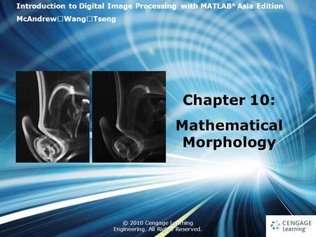 1 © 2010 Cengage Learning Engineering. All Rights Reserved. 1 Introduction to Digital Image Processing with MATLAB ® Asia Edition McAndrew ‧ Wang ‧ Tseng.