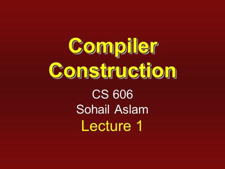 Compiler Construction