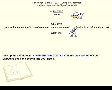 November 12 and 13, Compare / contrast