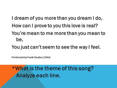 I dream of you more than you dream I do, How can I prove to you this love is real? You’re mean to me more than you mean to be, You just can’t seem to see.