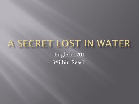 English 1201 Within Reach.  Point of view – the perspective established by the narrator of a literary work.  first-person -- a character narrates the.