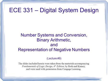 ECE 331 – Digital System Design