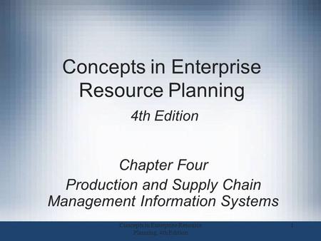 Concepts in Enterprise Resource Planning 4th Edition