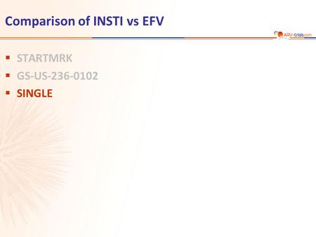 Comparison of INSTI vs EFV  STARTMRK  GS-US-236-0102  SINGLE.