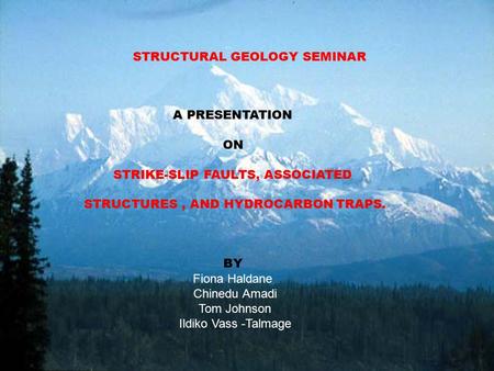 STRUCTURAL GEOLOGY SEMINAR