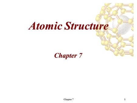 Chapter 71 Atomic Structure Chapter 7. 2 Electromagnetic Radiation -Visible light is a small portion of the electromagnetic spectrum.