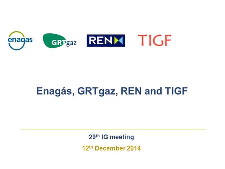 29 th IG meeting 12 th December 2014 Enagás, GRTgaz, REN and TIGF.